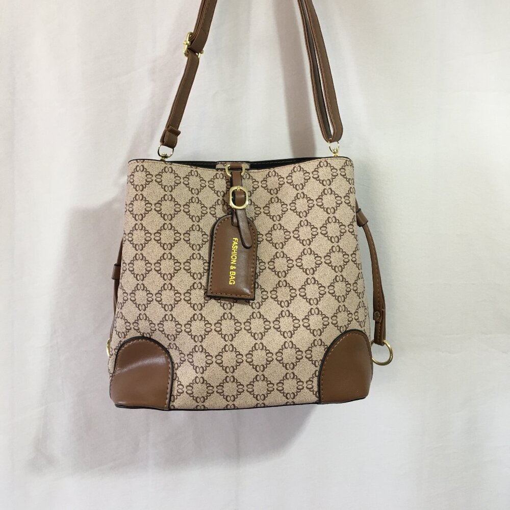 Stylish Grid Pattern Drawstring Bucket Crossbody … - image 1